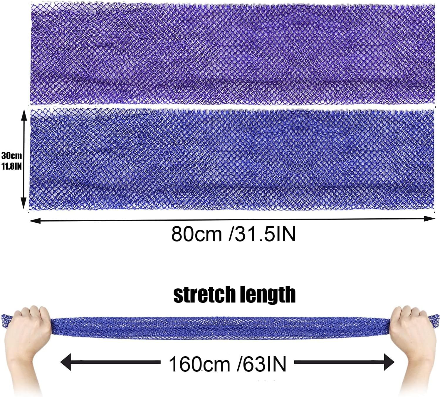 2 Pieces African Net Sponge, Long African Exfoliating Net, Net Bath Sponge Shower Body Scrubber Back Scrubber Skin Smoother, Stretches to Approximately 63" (Blue&Purple)