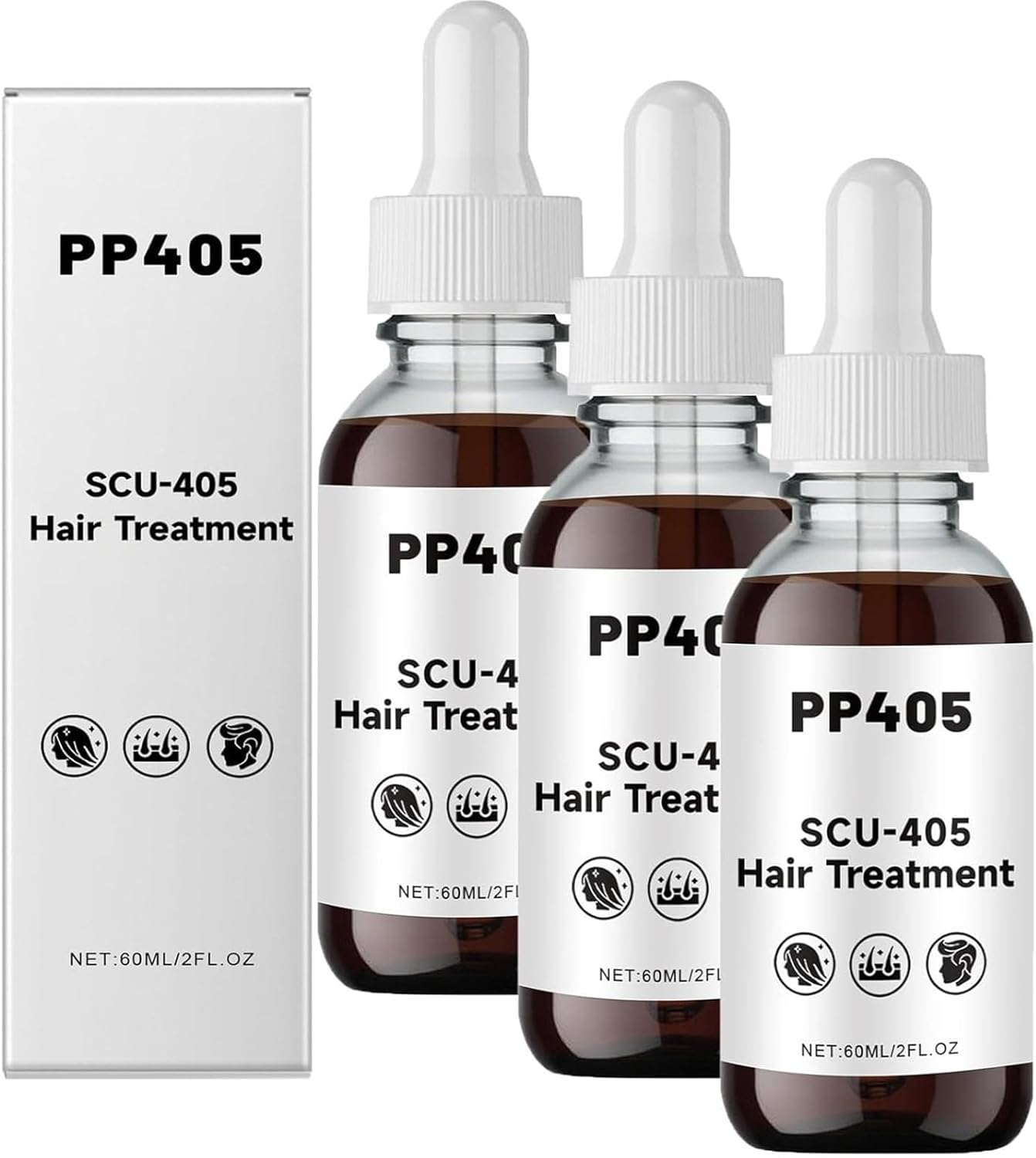 PP405 Hair Treatment, SCU-405 Hair Growth Oil, Anti-Hair Loss Serum, Scalp Nourishing Oil, Damage Repair, Loss Prevention, Quickly Absorbed & Non-Greasy (3Pcs)