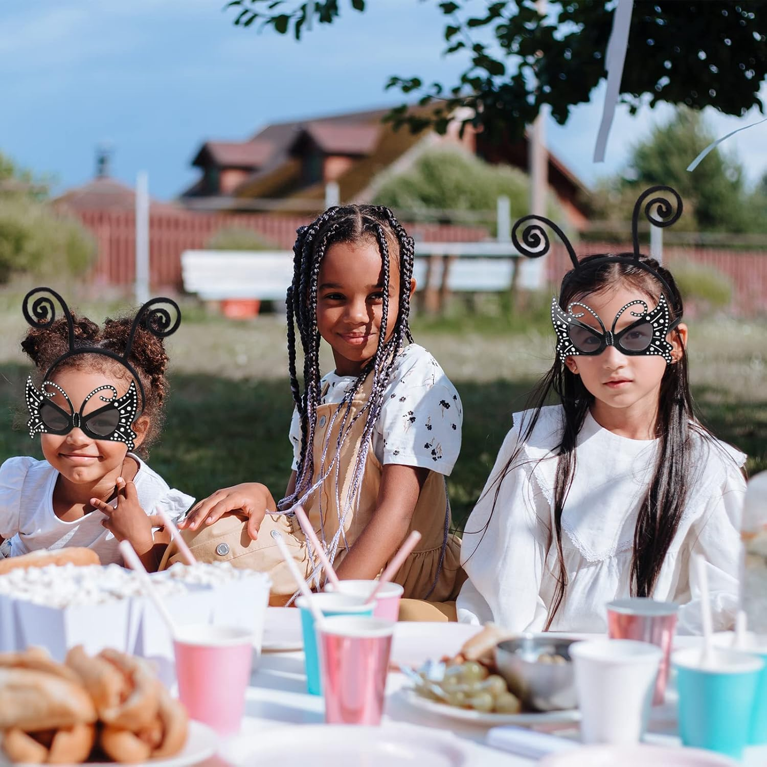 2 Pack Butterfly Antenna Headband and Black Eyeglasses Bug Antenna Headband Butterfly Costume Accessories image number 2