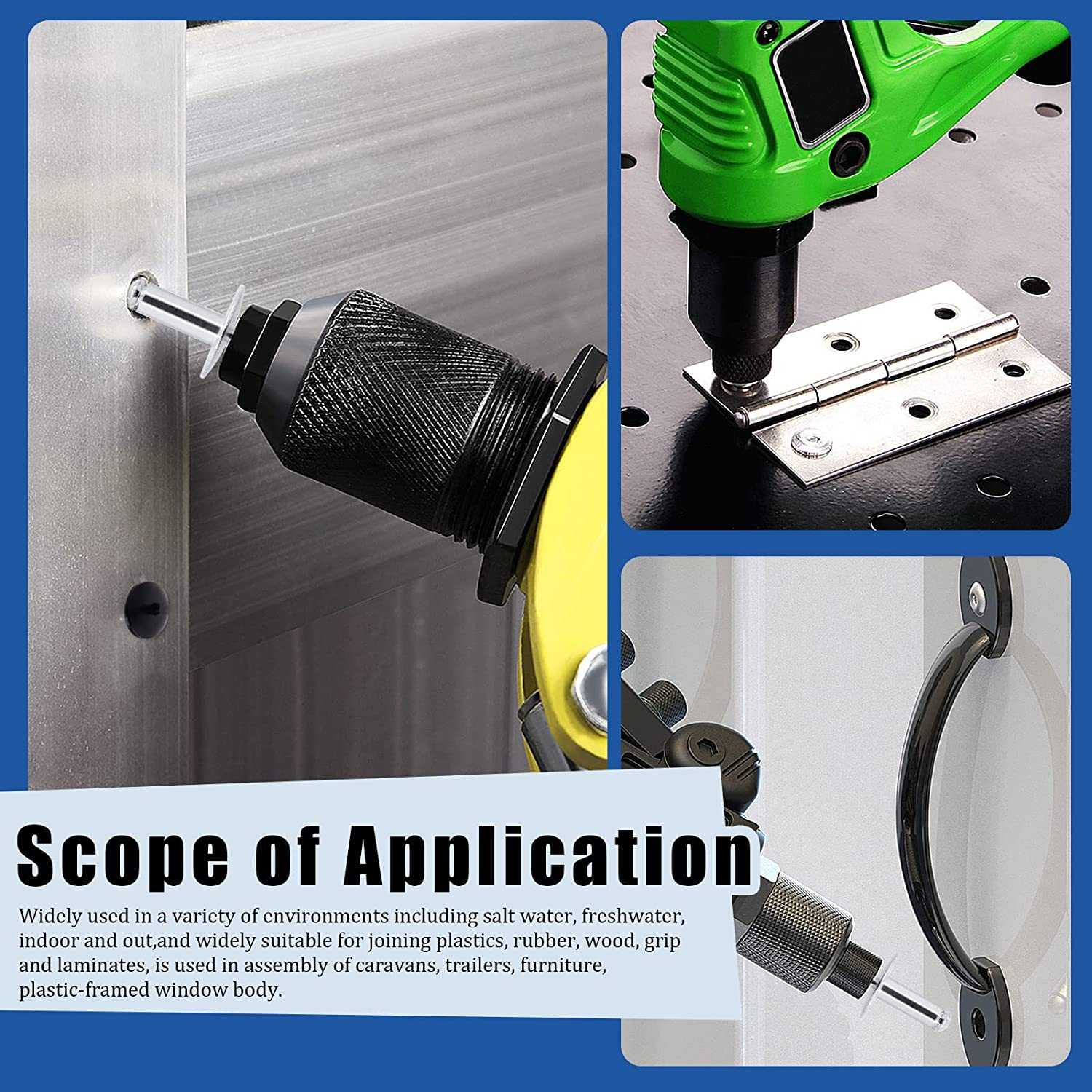 Glarks 125Pcs 5 Sizes Large Flange Aluminum Blind Rivets Pop Rivets Assortment Set for Joining Metal Plate Pipe Automotive image number 5