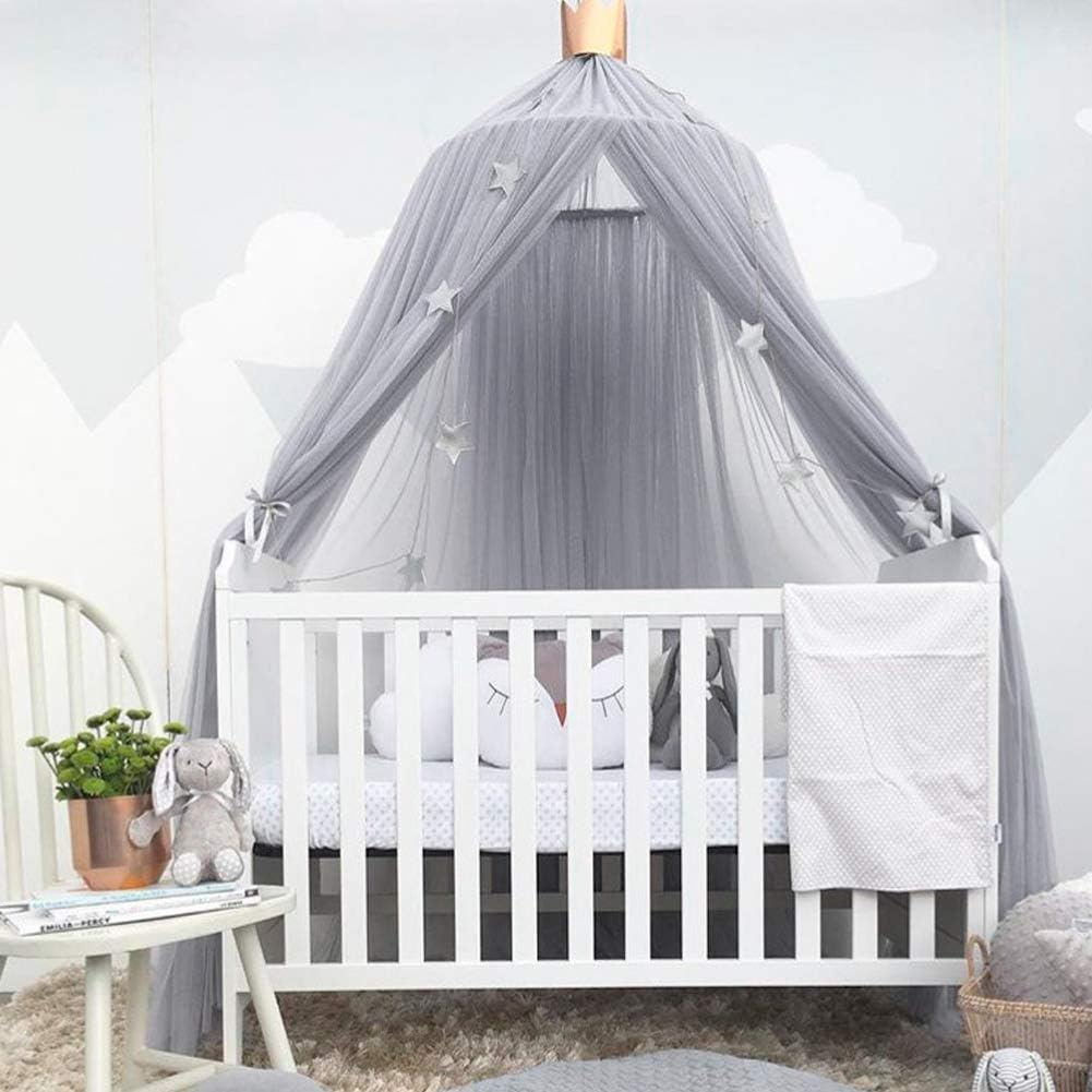 Bed Canopy Net Princess Canopy Bed Decor for Baby Crib with Dense Mesh Netting Easy Installation Hanging Hook for Girls Kids Adults (Grey) image number 1