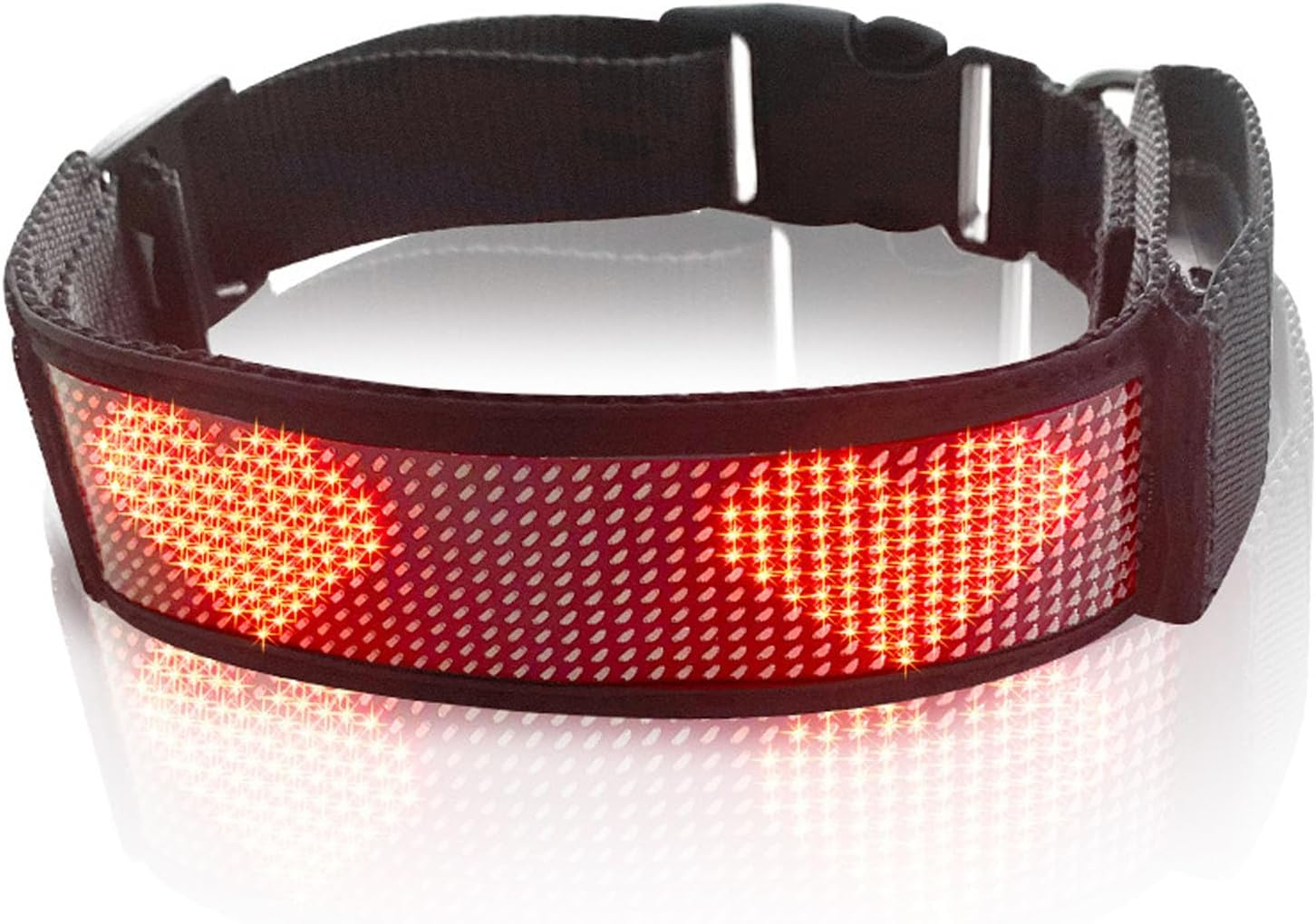 Programmable LED Collar with Connection, Rechargeable, Stylish Design, High Visibility Compatible with for Ios for Android, App Programmable (Red)