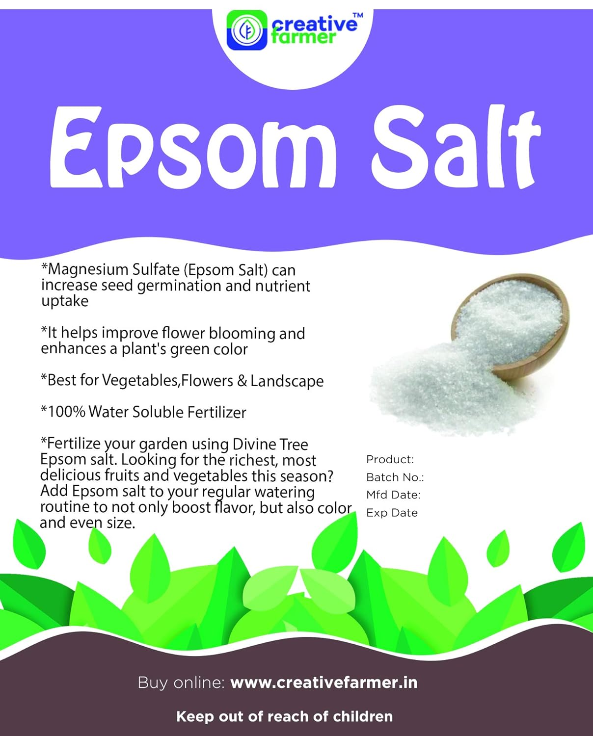 Creative Farmer Epsom Salt 1Kg | for Speed up Plant and Vegetable Growth Magnesium Sulphate image number 2