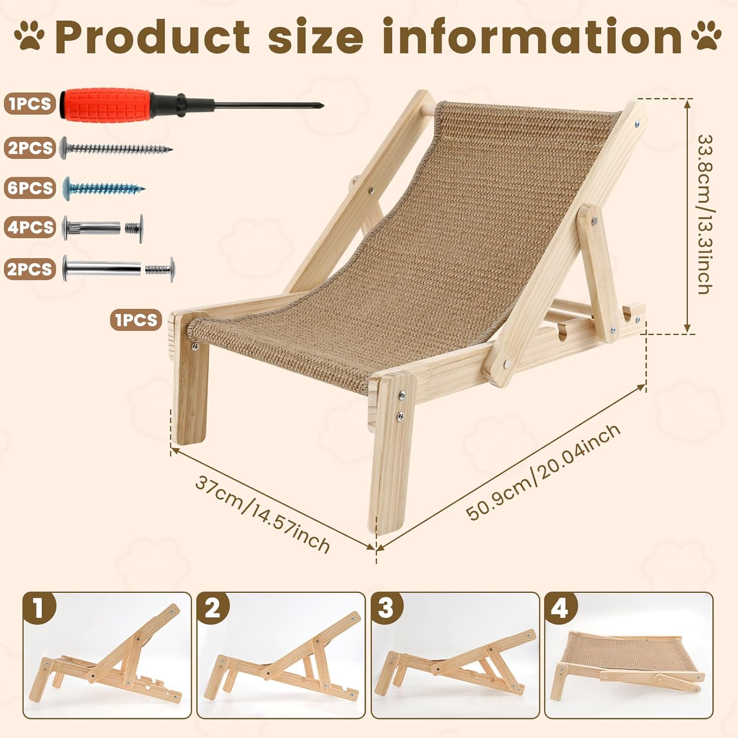 Cat Lounge Chair,Cat Sisal Bed,Cat Beach Chair,Beach Chair Cat Hammock,Sisal Cat Lounger,Sisal Cat Scratcher Chair for Cats Beach Home Indoors Outdoors image number 5