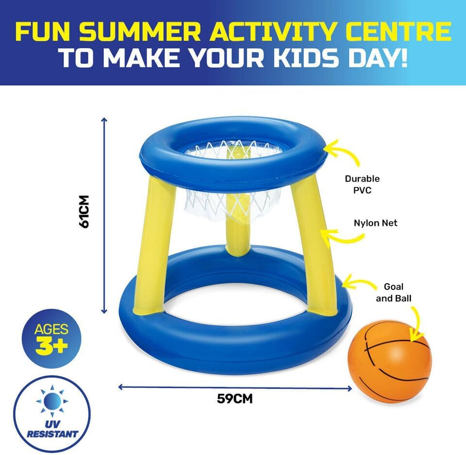 Leona Co Basketball Hoop Toys, Floating Basketball Pool Game, Swimming Pool Floats Toys, Summer Outdoor Water Play Toy for Kids and Adults, 61Cm X 59Cm image number 1