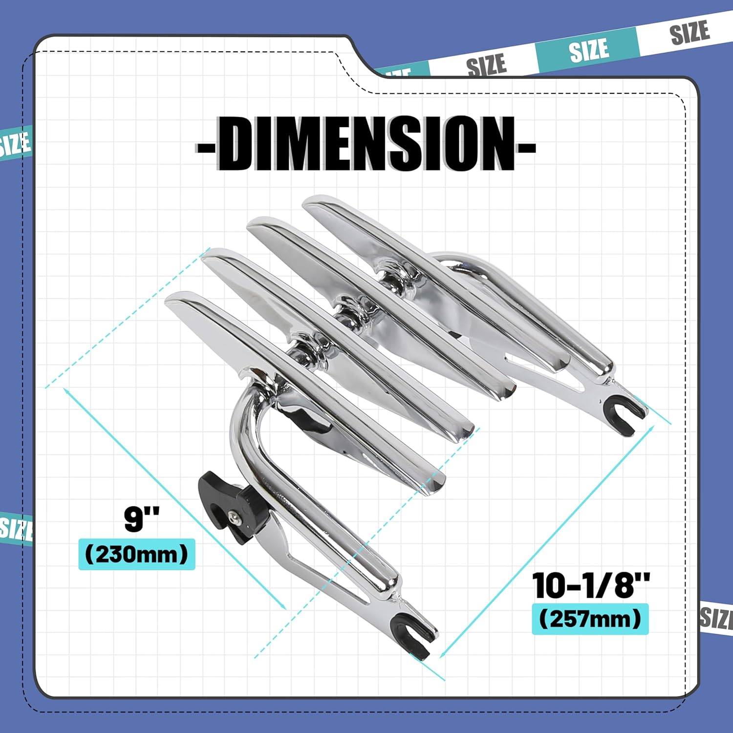 ECOTRIC Stealth Detachable Luggage Rack Compatible with 2009-2024 Harley Davidson Touring Models Street Glide Road Glide Road King Electra Glide FLHR FLTR Chrome image number 1