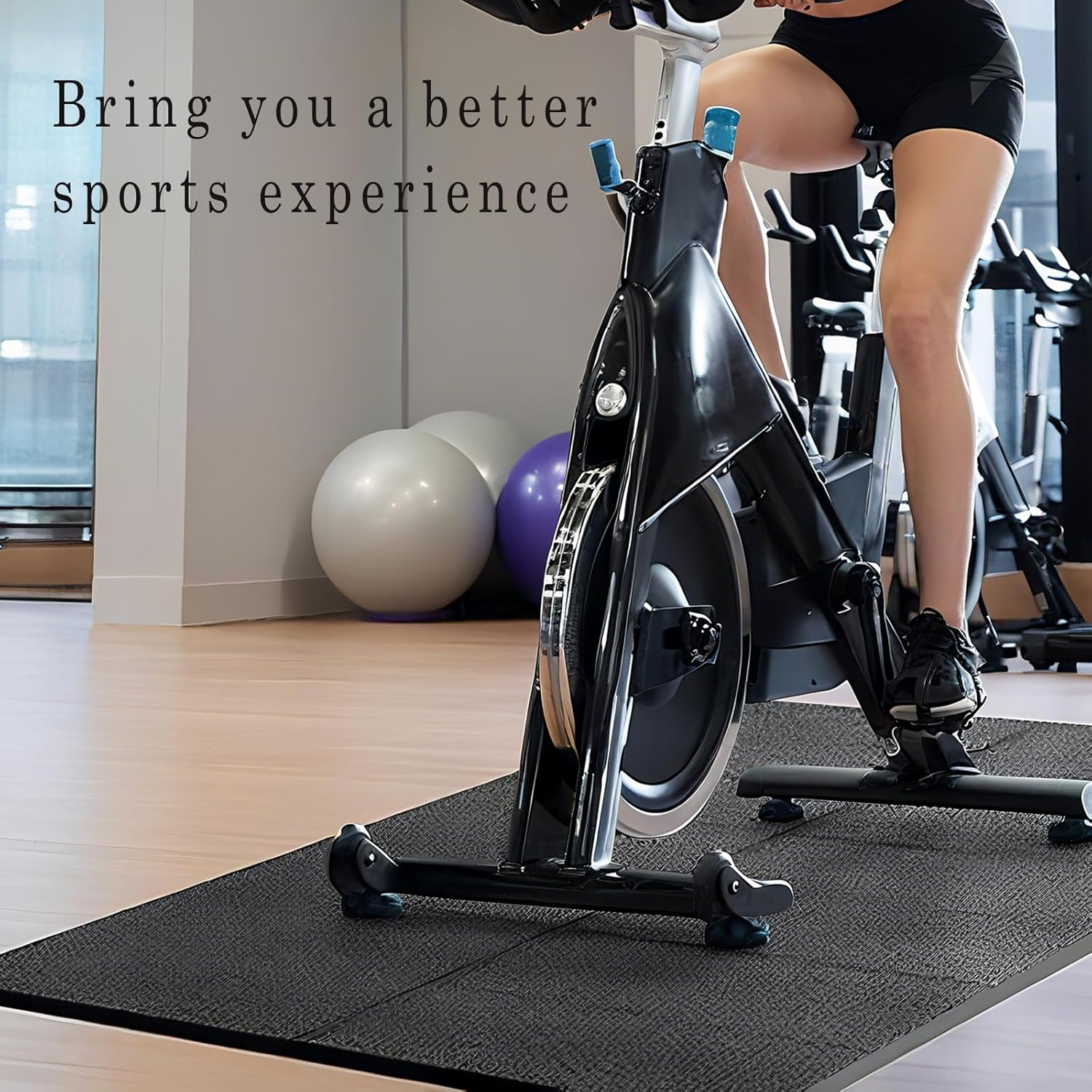 Omiention Exercise Equipment Mat, 67 X 24 Inch, Heavy-Duty Gym Floor Protector with Noise Reduction, Black image number 2