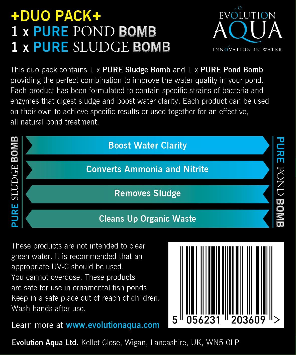 Evolution Aqua Pure Duo Pack Pond Bomb & Sludge Bomb Pond Clear Water Treatment Pond Sludge Remover - Duo Value Pack Offers Complete Natural Pond Water Treatment for Fish Ponds image number 6