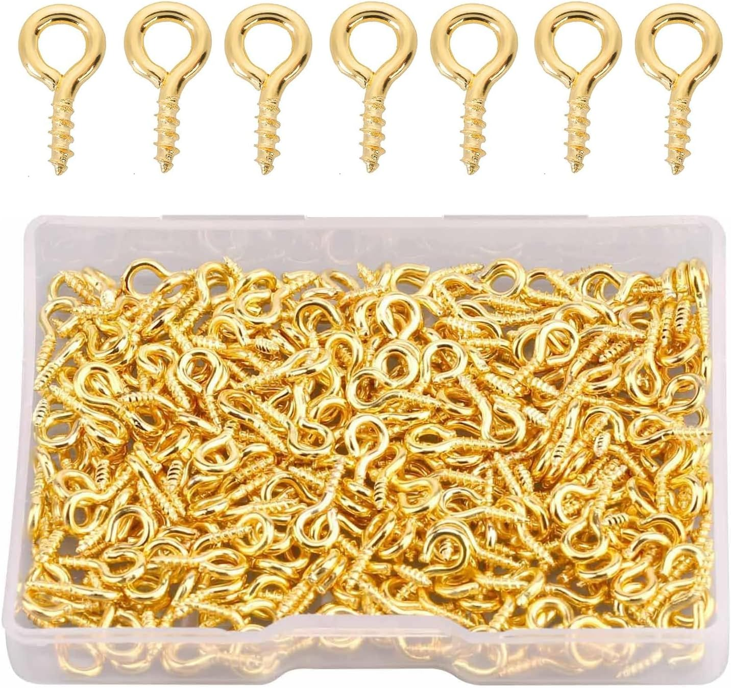KEWAYO 400Pcs Small Screw Eye Pins, Hooks Eyelets Screw Threaded Silver Clasps, for Cork Top Bottles & DIY Jewelry Making Self Tapping Screws Hooks Ring image number 4