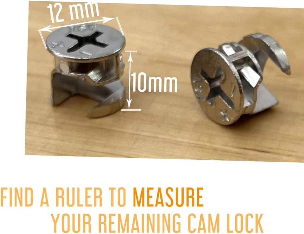 12 X 10Mm Cam Lock Replacements, Cam Connector Fittings, Furniture Cam Lock Nut Hardware Parts for Cabinet Dresser Drawer Table, 20 Pieces image number 3