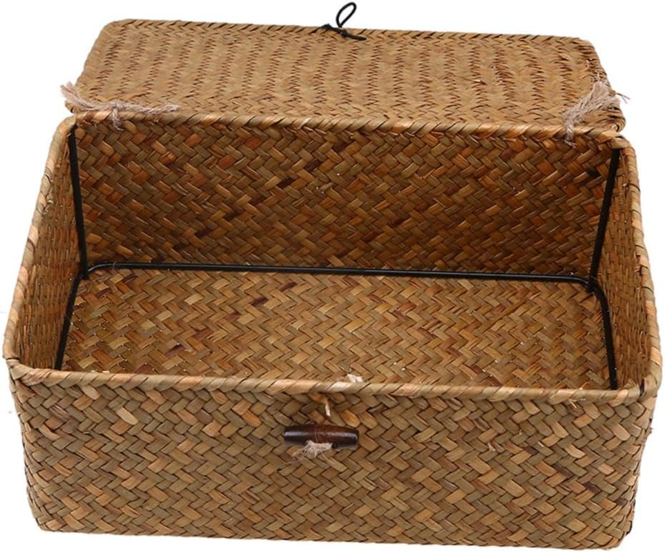 OFFSCH Seagrass Storage Basket Handwoven Rattan Container for Home Office Living Decor Clothes Organization