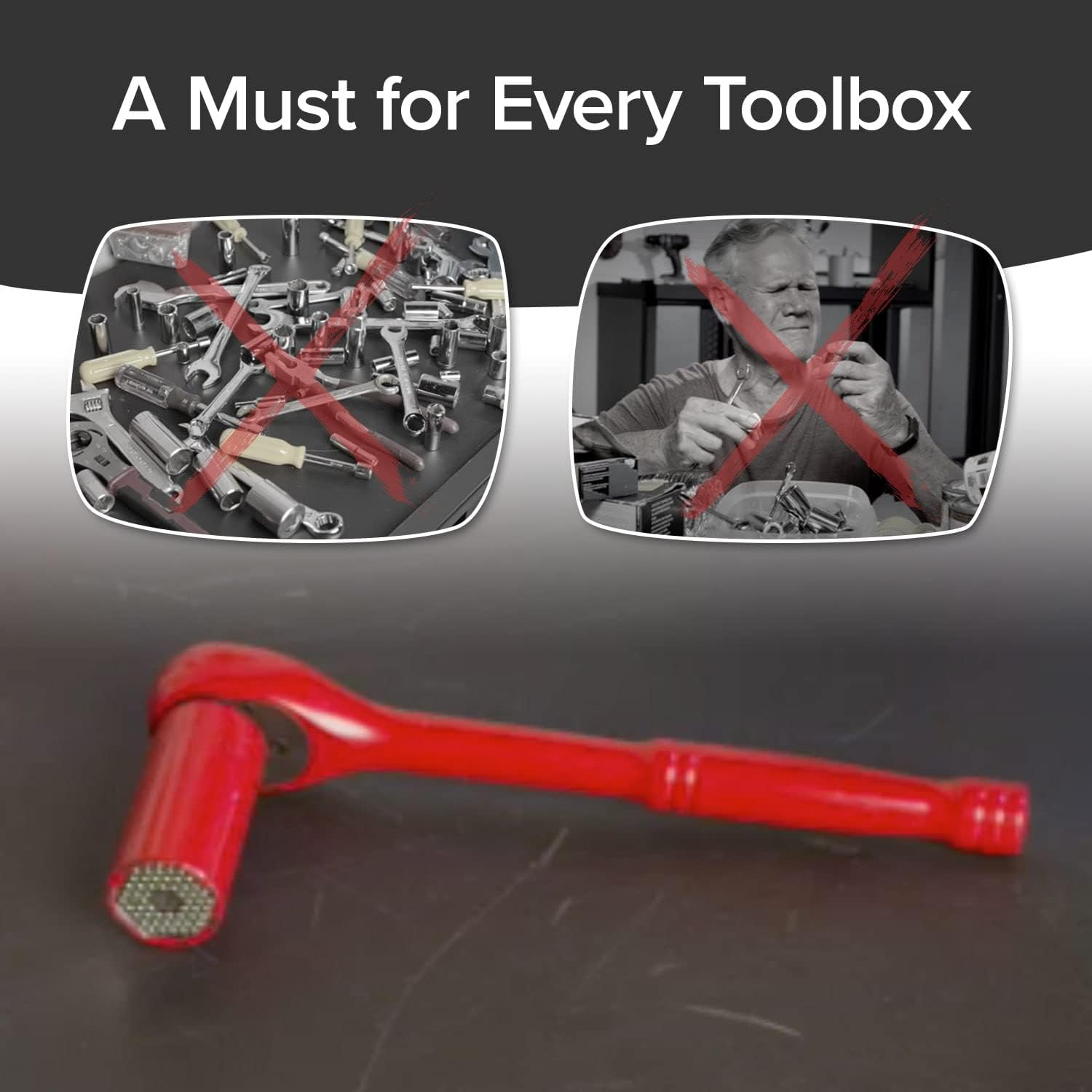 Red Dog Socket W/Bonus Drill Adapter AS-SEEN-ON-TV, Fits Most Nuts, Bolts, Use with Most Socket Wrenches & Power Drills, Steel Rods Retract to Form Almost Any Shape, Standard or Metric, 2 In. image number 3