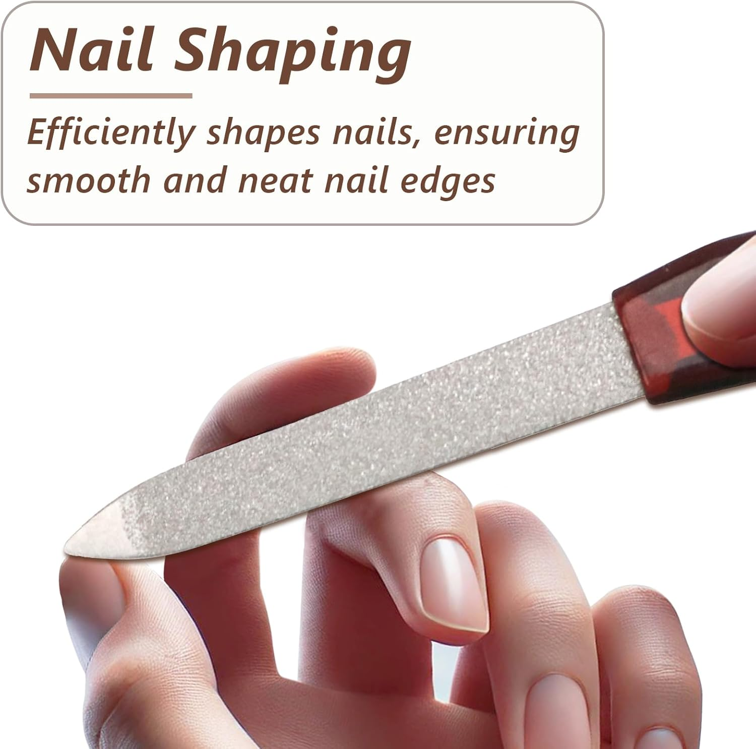 Metal Nail File Set (12 Pcs) - Stainless Steel Nail Files for Natural Nails, Sword-Shaped Fingernail Files with Non-Slip Handle, Sharp Tip, and Sapphire Grit for Women and Men image number 4