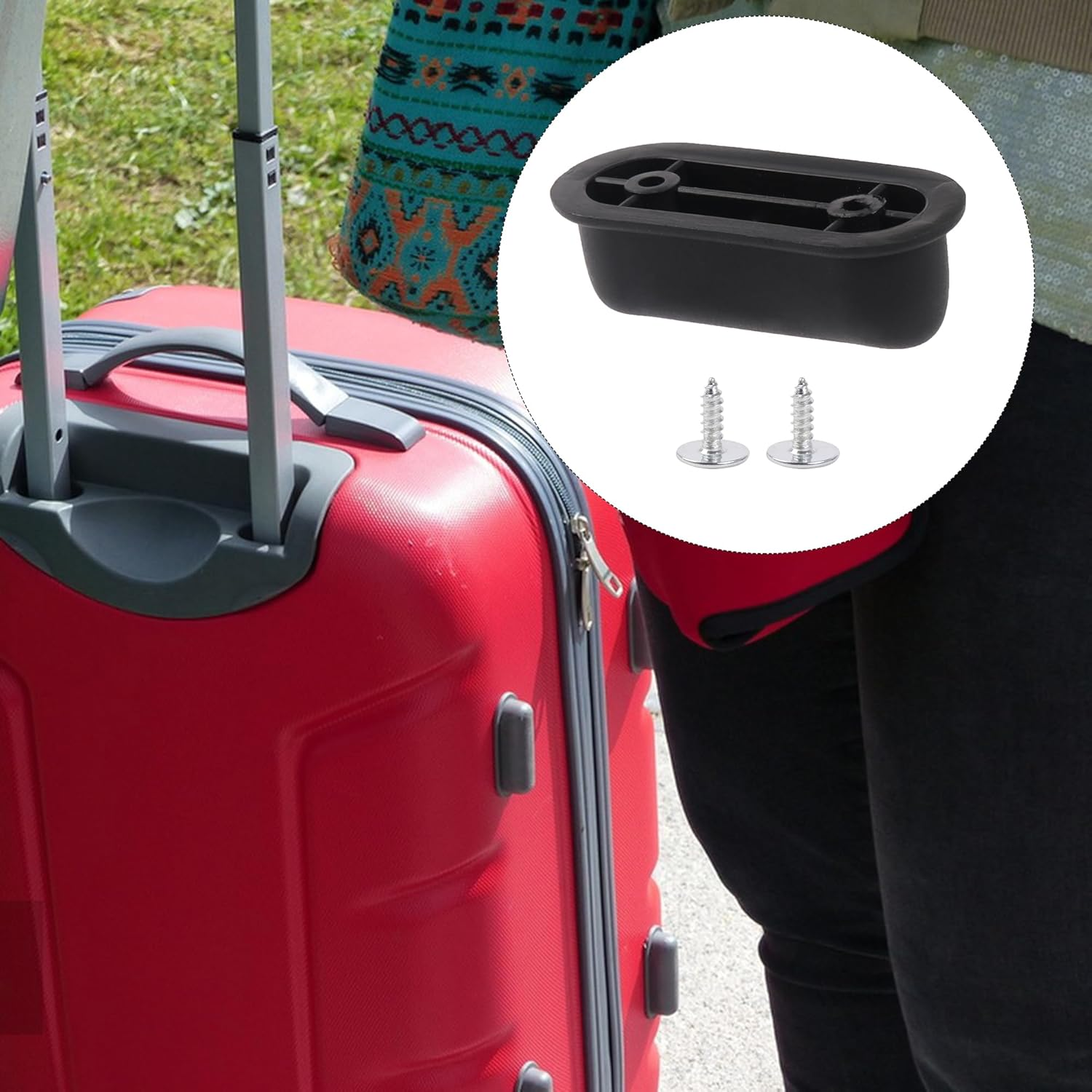 BQLZR Black Plastic Luggage Bracket Side Stud Foot Pad 1.14 Inch Hole Spacing D Type image number 3