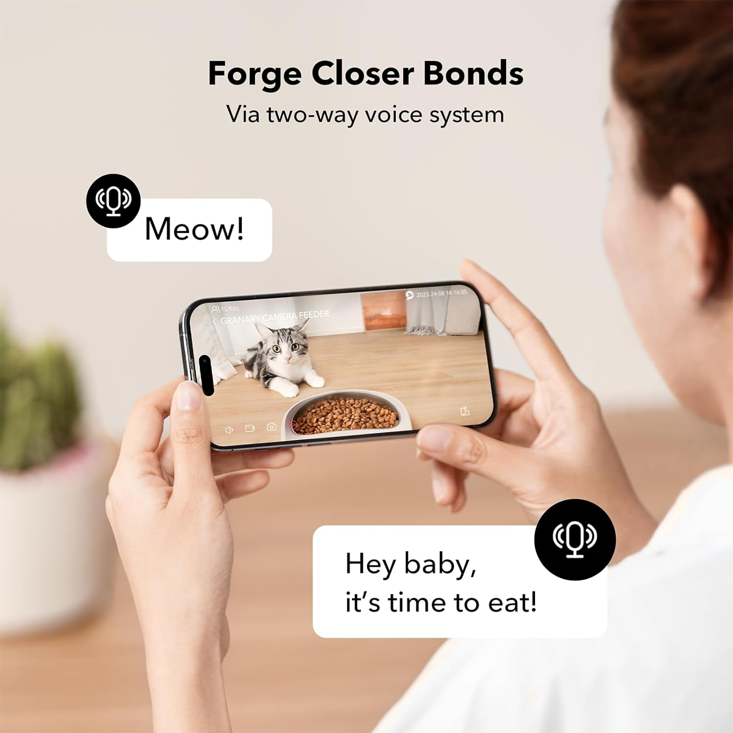 PETLIBRO Automatic Cat Feeder with Camera, 1080P HD Live Monitoring, Remote App Control with 5 Ghz Wi-Fi, Two-Way Audio Interaction, AI Motion Detection, Meal Scene Capture, Feeding Log Record image number 5