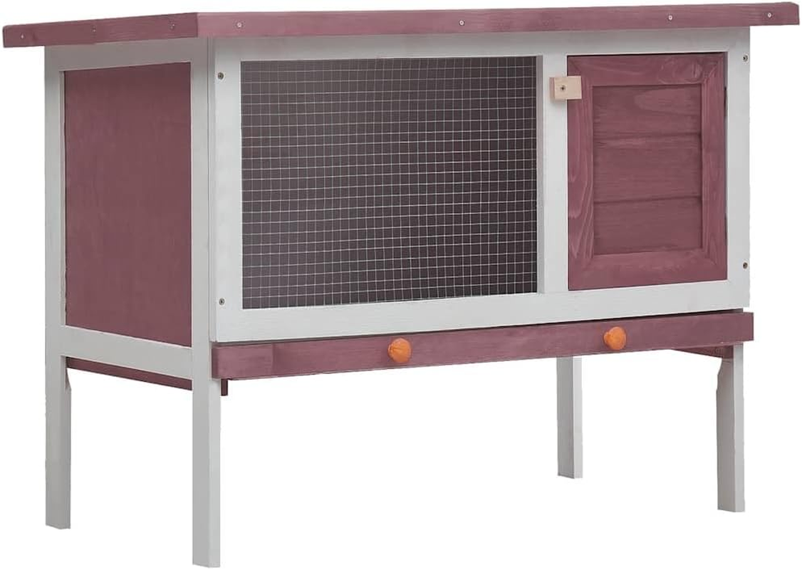 Outdoor Rabbit Hutch 1 Layer Brown Wood Pet House Small Animal Shelter Garden image number 1