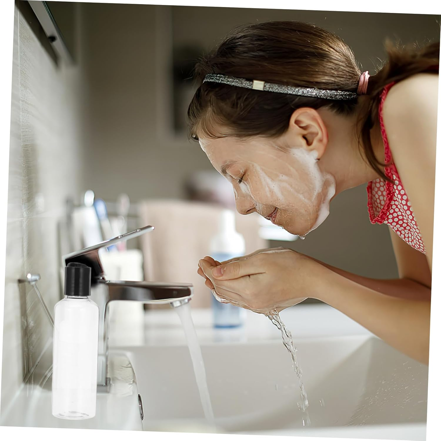 TOPPERFUN Travel Refill Bottles 5Pcs 100Ml Plastic Empty Toiletry Bottles with Disc Top Cap for Shampoo Lotion Cream Travel Containers TSA Approved image number 5