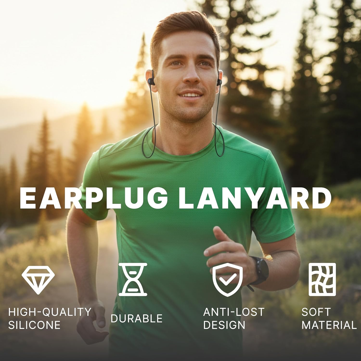 Earplug Lanyard, Flexible and Durable Silicone Cord for Safe and Convenient Holding of Earplugs, Earphones & Earbuds, Compatible with Loop Quiet/Engage/Experience and Vibes (Black) image number 1