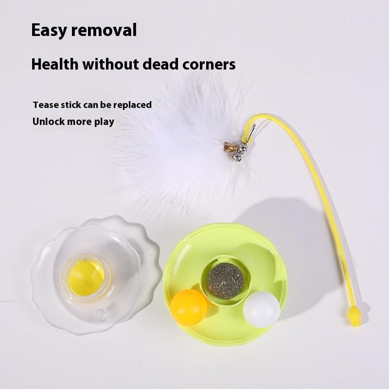 Cat Teaser Wand, a Tumbler Self-Entertaining Cat Toy, an Interactive Cat Toy with a Bouncing Ball and a Magic Wand (Green) image number 5