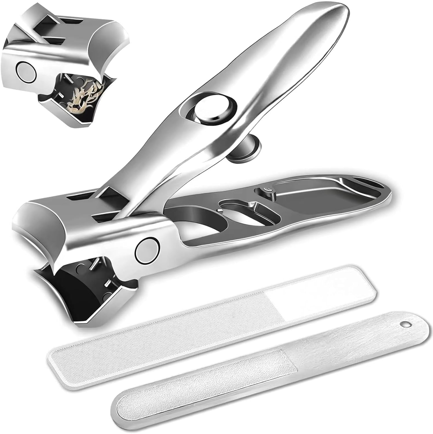Nail Clippers for Men Women Thick Nails, Large Wide Jaw Opening Toe Nail Clippers for Seniors, Long Handle No Splash Fingernail Clipper with Catcher and Safety Lock