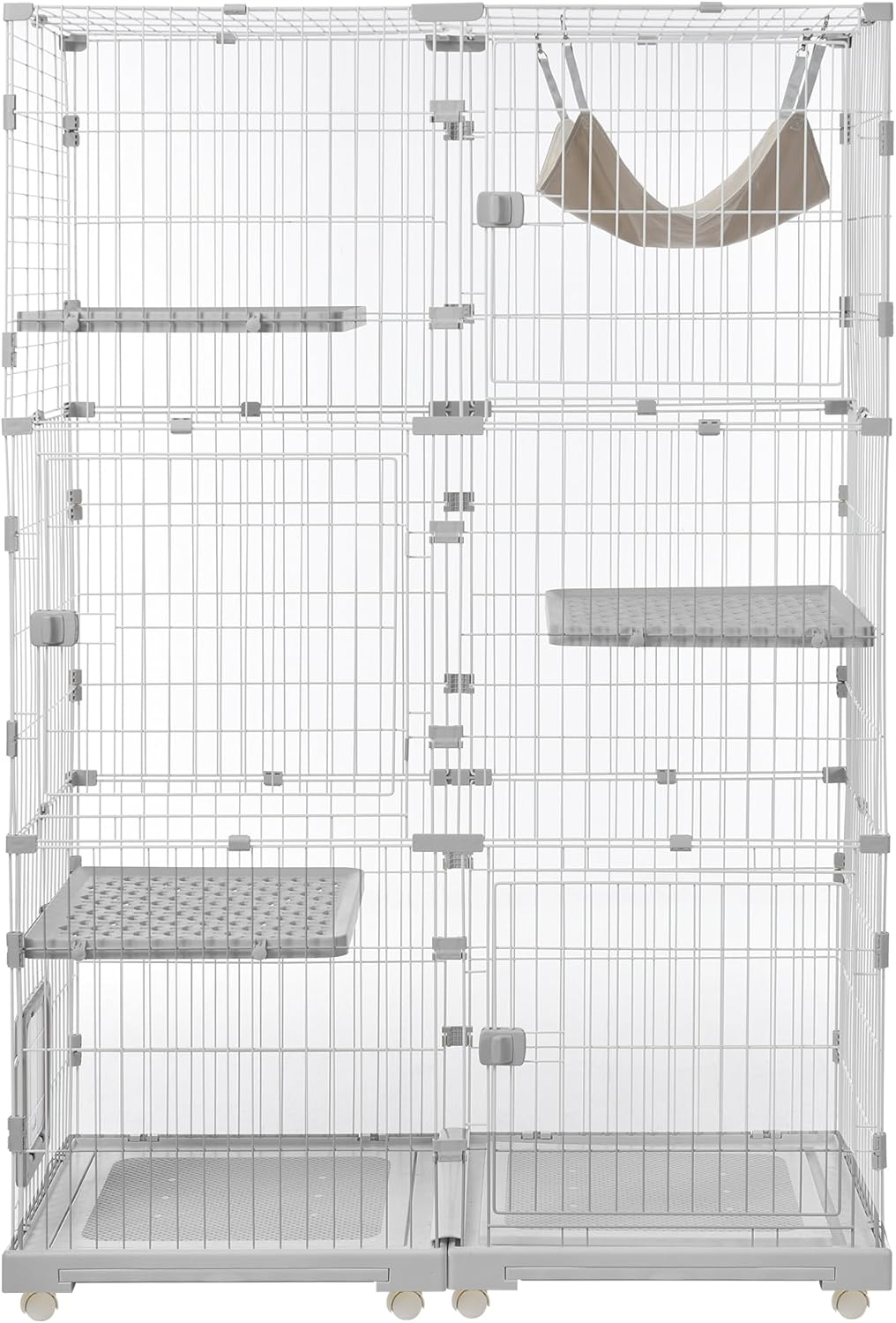 OSJ Cat Cage, 3 Tiers, Wide Design, Freely Combined, Includes Cat Door, Hammock Included, Tray, Large, Cat Cage, for Multiple Families, Cat House, Pet Cage, Answering Machine, Protection, Escape image number 5