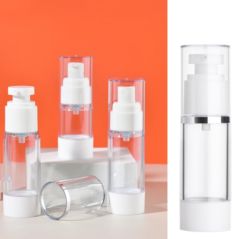 Naisfei Pack of 3 Cream Dispensers, 15 Ml, 30 Ml, 50 Ml, Airless Pump Dispenser, Empty Cream Dispenser, Pump Bottle, Dispenser Bottle, Plastic Vacuum Cosmetic Container, Refillable Lotion Dispenser image number 5