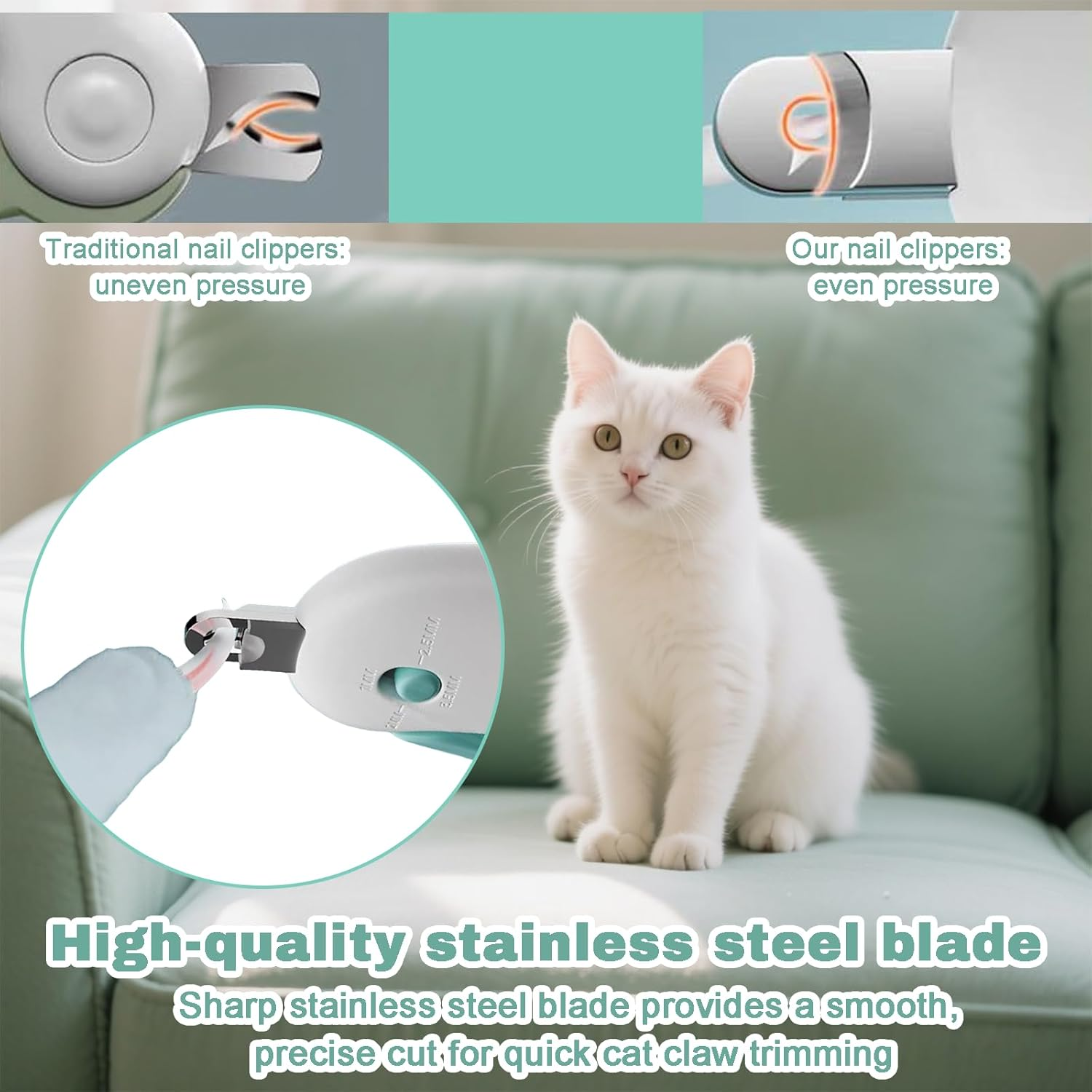 Cat Nail Clippers with Adjustable Aperture, Hidden Nail File and Clipping Debris Storage for Pet Grooming, Dog Nail Grinder，Cat Claw Dlippers image number 6