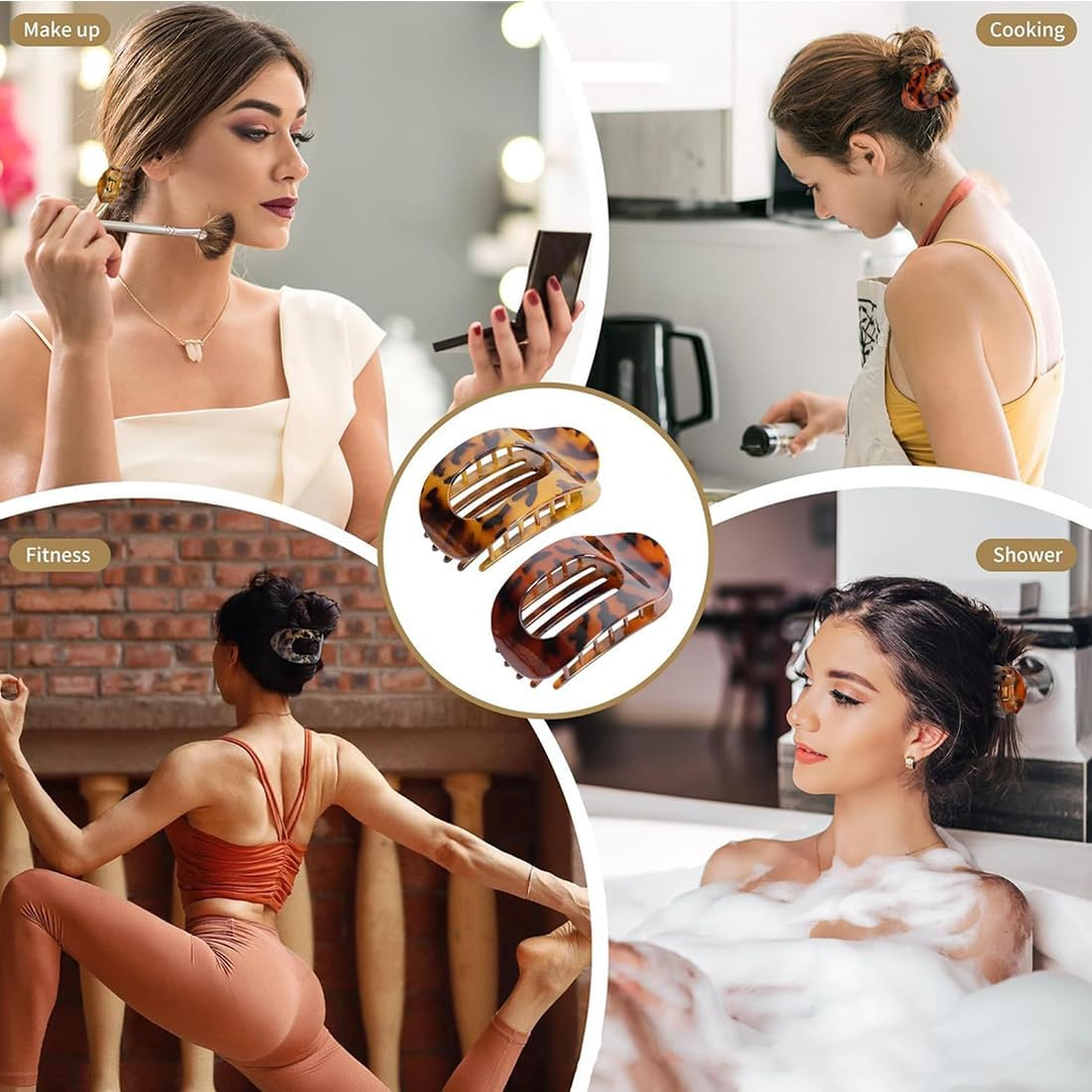 Pack of 4 Flat Hair Clips for Women, Strong Hold Flat Claw Clip Non-Slip Hair Clips Women for Thick & Thin Hair, Flat Hair Clips for Everyday, Sports, Driving image number 5