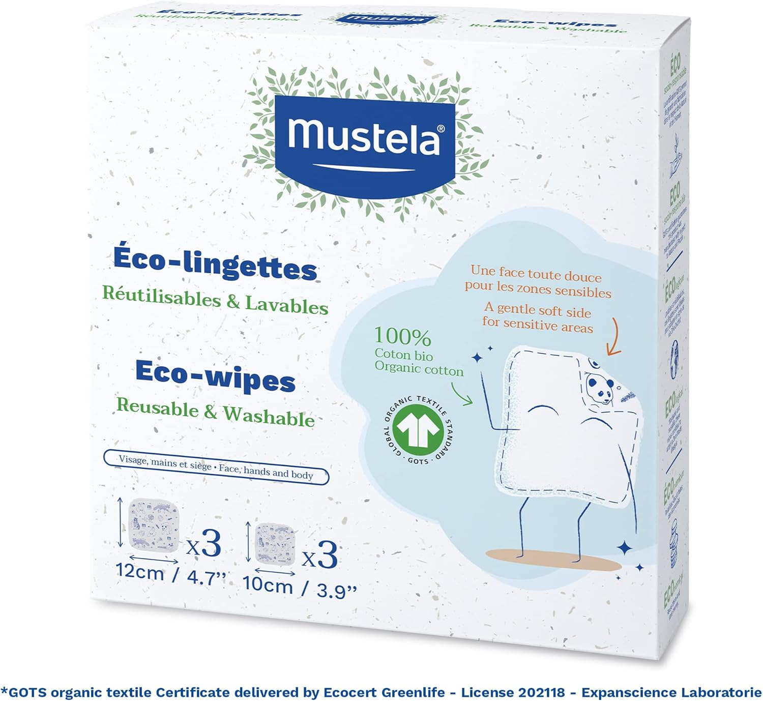 Mustela Reusable & Washable Eco-Wipes 6-Pieces image number 6