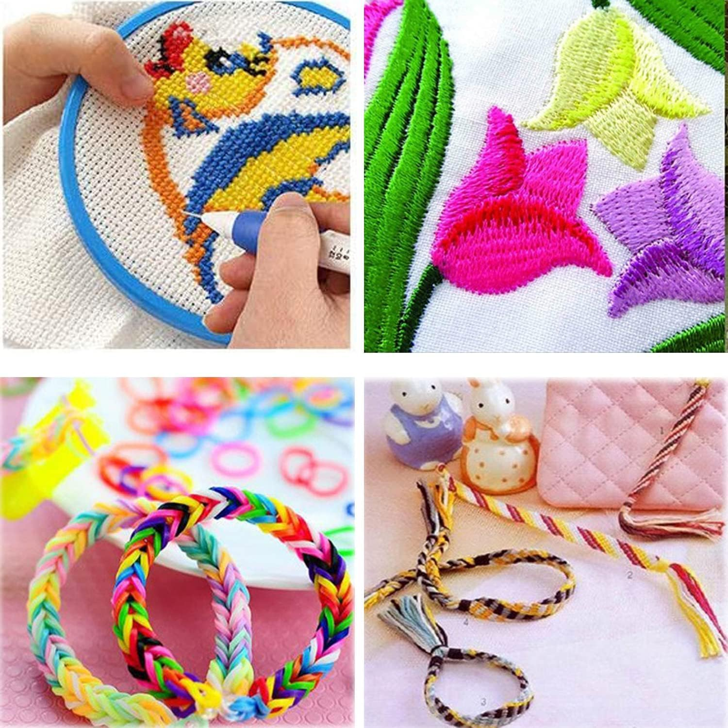 100 Skeins Multicolor Embroidery Floss Set - 6-Strand 8.75Yd per Skein, Rainbow Cross Stitch Threads for DIY Crafts, Friendship Bracelets & Machine Embroidery with Craft Tool Kit, Machine Washable image number 4