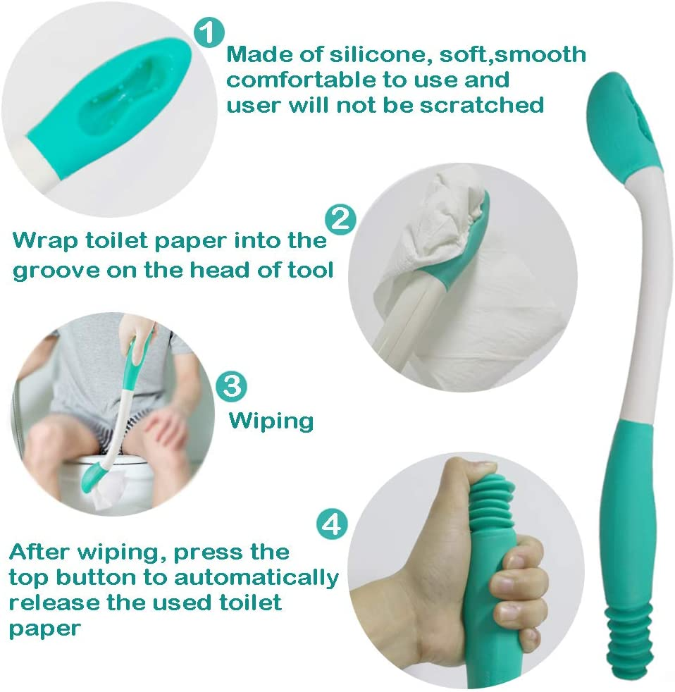Toilet Aid Wiper Self Assist Bathroom Bottom Butt Wipe Helper Wand Long Reach Comfort Wipe Tool Paper Tissue for Pregnant after Surgery Seniors Arm Handicap Bariatric image number 2