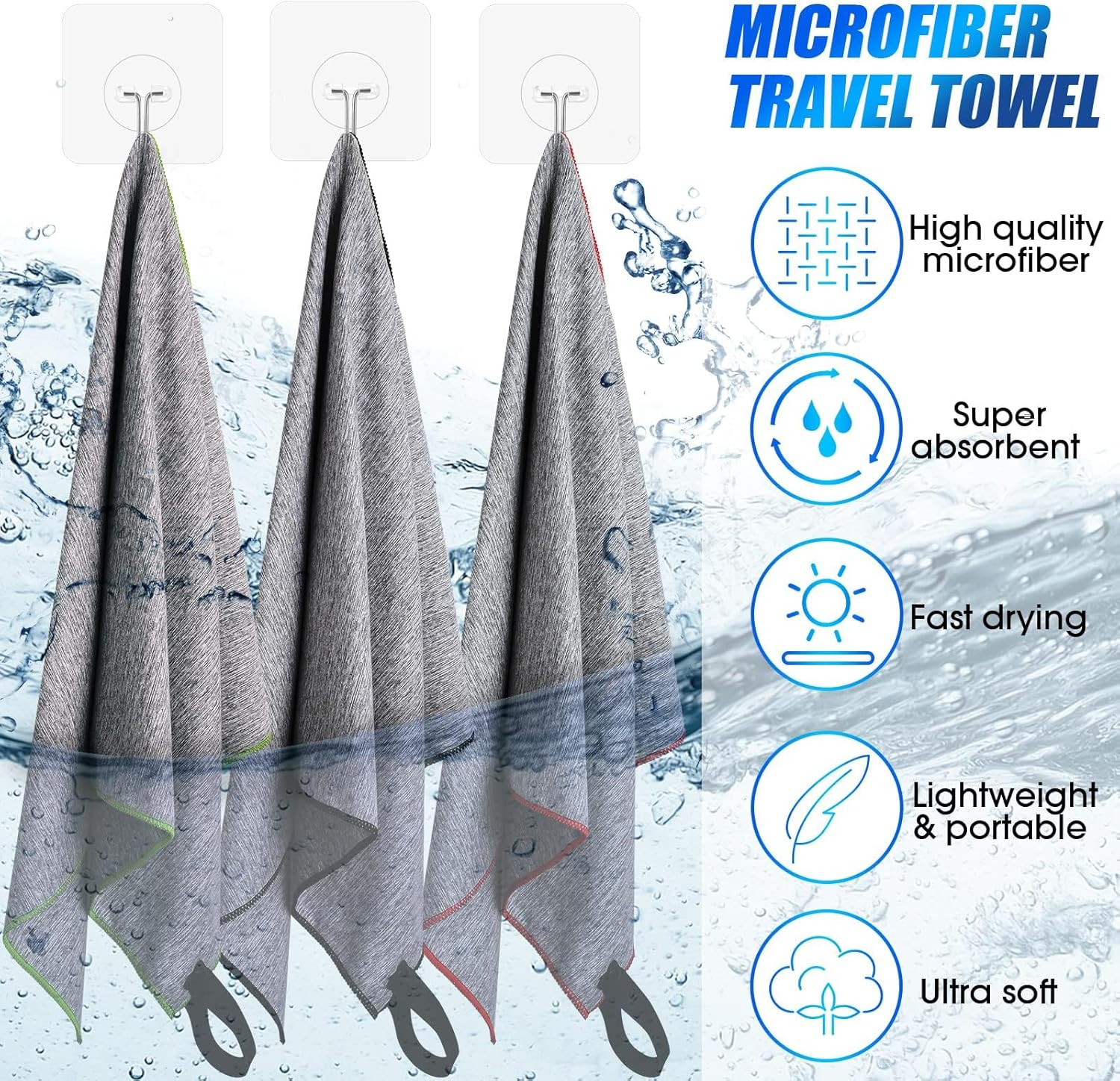 Microfiber Gym Towel Quick Dry Men Women Workout Gear for Body Sweat Sports Exercise Fitness Tennis Running Riding Hiking Camping Yoga Jogging Fishing Working Out Towel