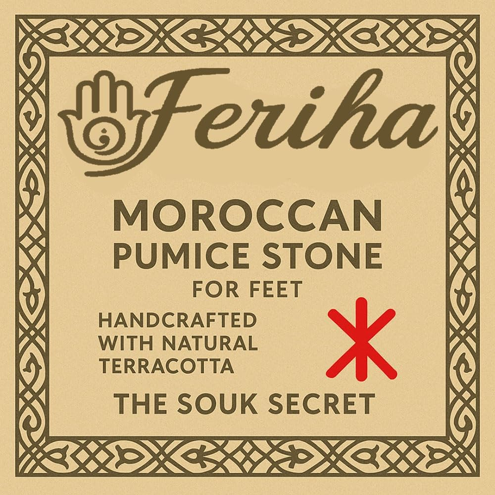 Feriha Natural Moroccan Pumice Stone &ndash; Handcrafted Terracotta Foot Scrubber for Exfoliation