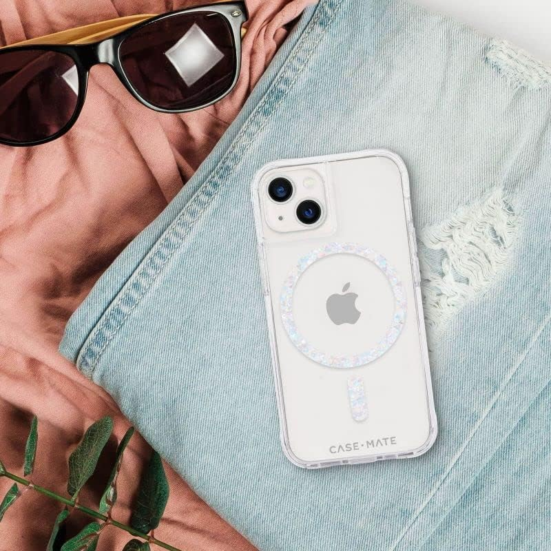 Case-Mate Iphone 14 plus Case - Clear Twinkle Diamond [10Ft Drop Protection] [Compatible with Magsafe] Magnetic Cover with Cute Bling Sparkle for Iphone 14 plus 6.7", Anti-Yellow, Anti-Scratch, Slim - Karat Onyx image number 5