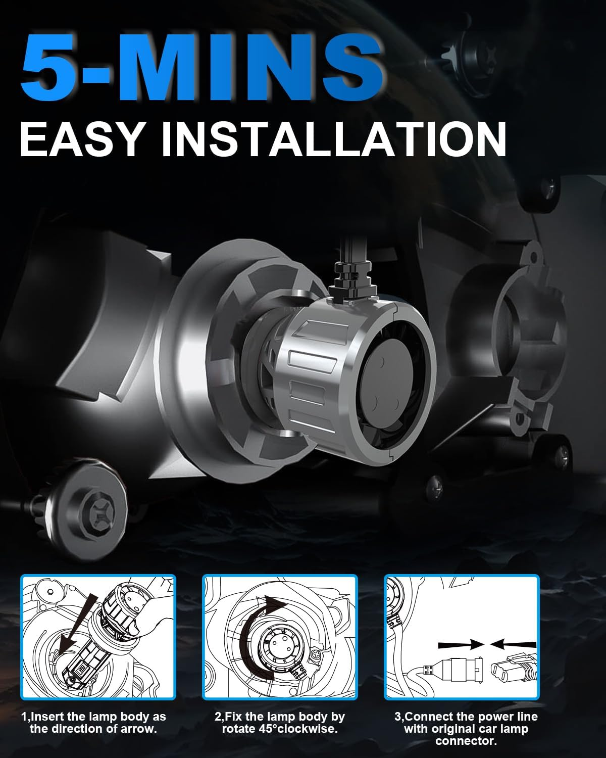 H4 Headlight Bulb 32000LM, OUSHI 800% Brighter H4 LED Bulb 6000K Xenon White Plug and Play 1:1 Mini Size Upgrade 9003 HB2 Hi/Lo Beam LED Headlight Bulbs, Pack of 2 image number 1