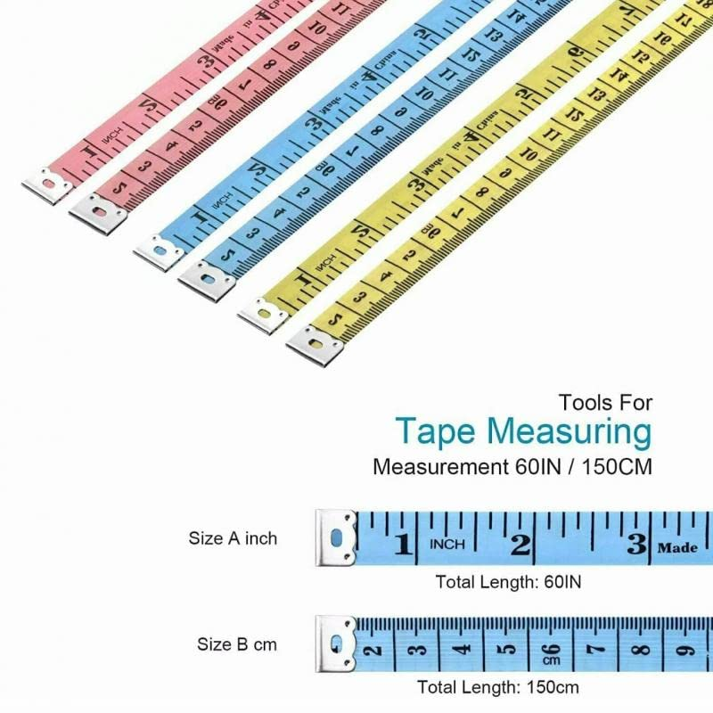 AIMALL 6/12X Body Measuring Ruler Sewing Cloth Tailor Tape Measure Soft Flat 60Inch1.5M, Dual-Sided, Large Print, Flexible, Metal Ends