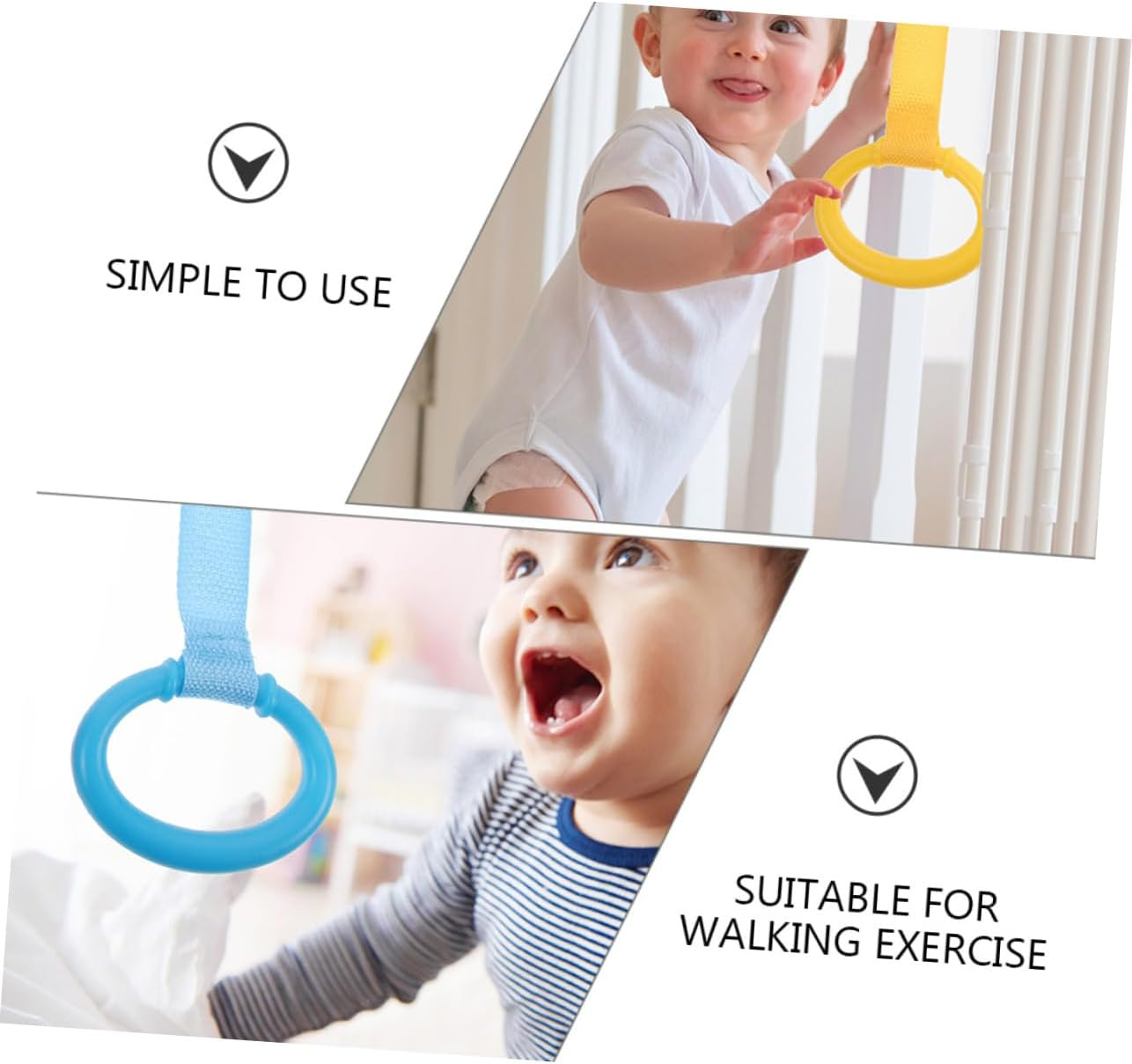RORPOIR Baby Bed Stand up Rings 4Pcs Infant Walking Exercise Rings Pull Rings for Sturdy Lightweight Yellow