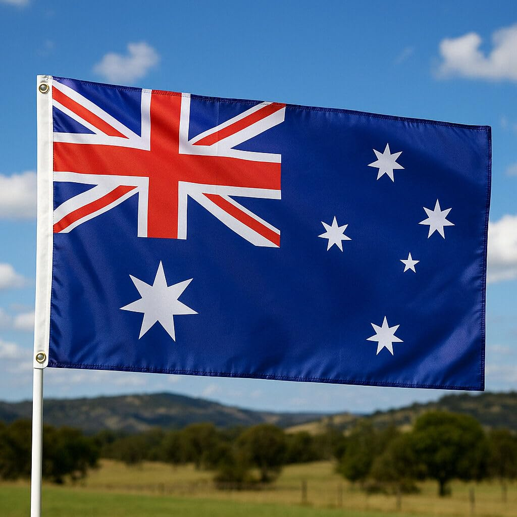 54X108Cm Australian Flag - Premium Outdoor Aussie Flag for National Pride & Sports, Heavy-Duty, Fade-Resistant, with Eyelets, Perfect for Australia Day Celebrations (1) image number 1