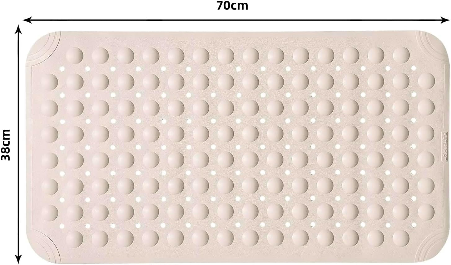 Non Slip Shower Mats for inside Shower, TPE Bathtub Mat Non-Slip, Bath Mat for Tub with Suction Cups, Drain Holes Bath Tub Mat for Bathroom，Bath Mat for Tub with Suction Cups（White）