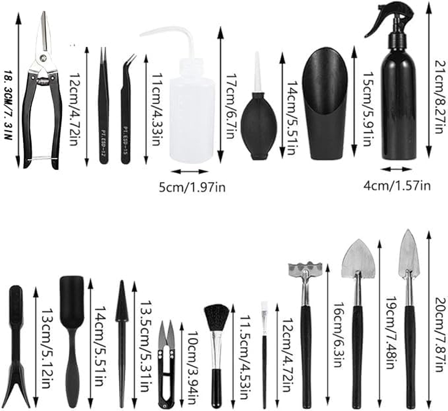 LALOCAPEYO Bonsai Tools Set,23Pcs Gardening Succulent Tree Indoor Beginner Tool Kit, Include Plant Repotting Mat, Bag, Bonsai Scissors, Gifts for Women, Plant Lovers image number 6