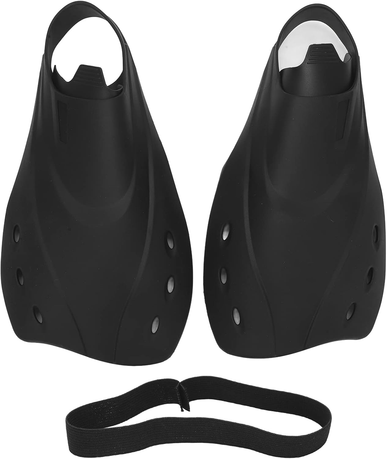 Black Short Fins Comfortable and Adjustable Swimming Training TPR Short Fins Softer Edges for Snorkeling, Swimming and Diving image number 5