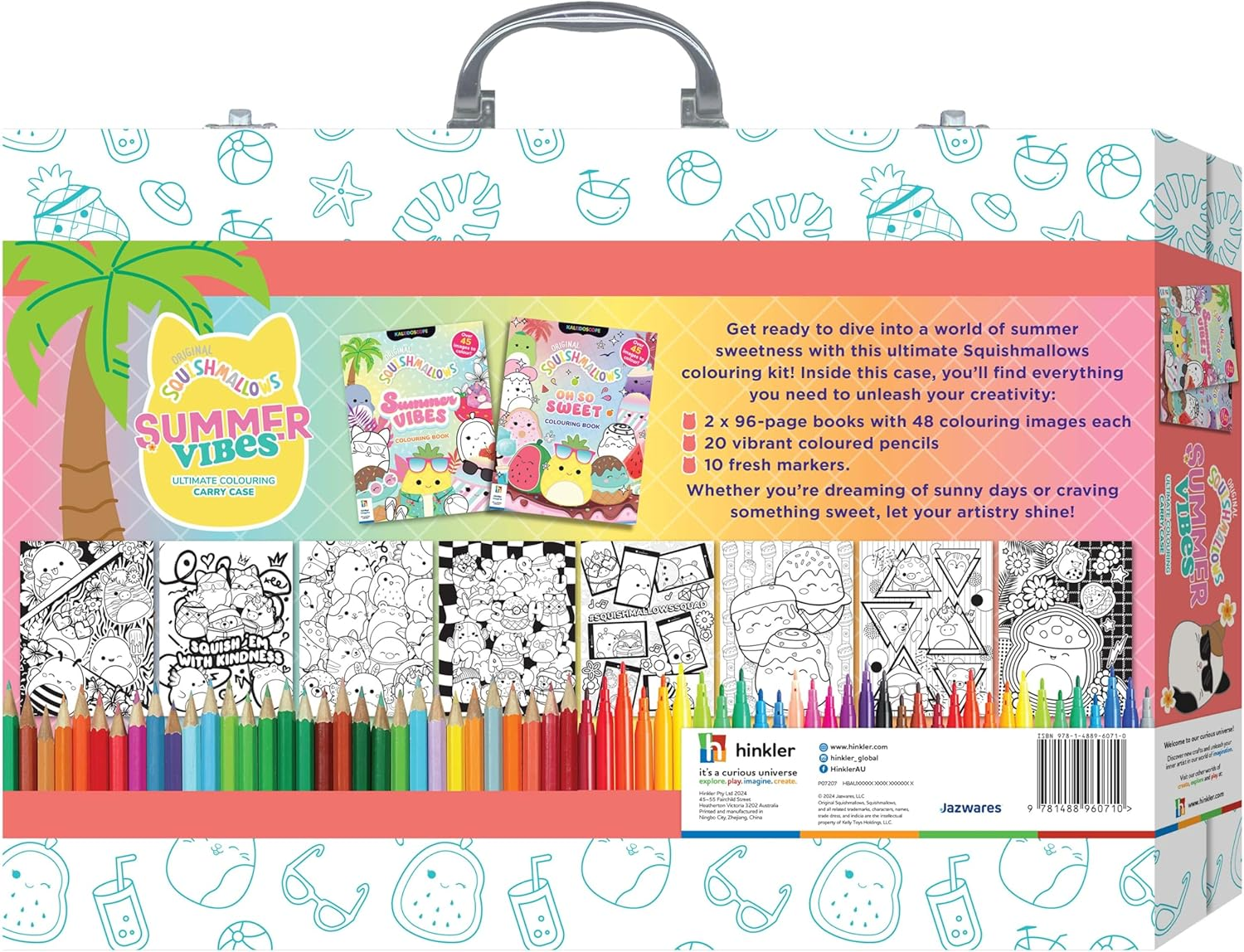 Squishmallows Summer Vibes Ultimate Colouring Carry Case &ndash; 2 Colouring Books, 20 Coloured Pencils, and 10 Markers &ndash; Portable Set for Ages 8-15 image number 4