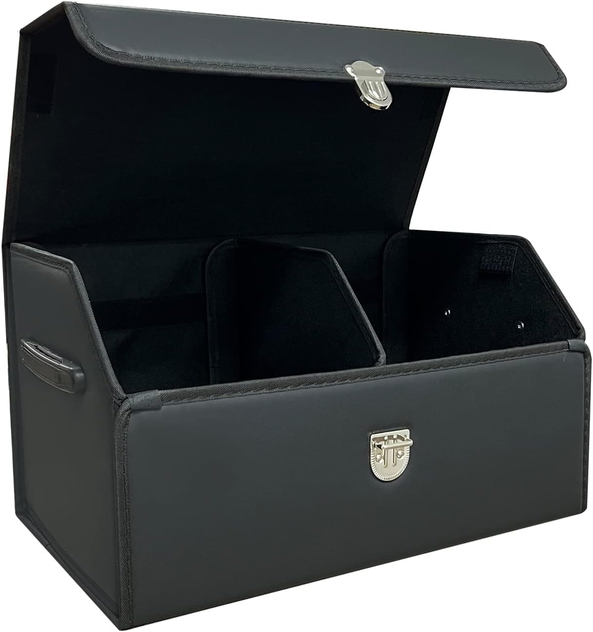 Car Organizers for Trunk for Suv Sedan, Car Trunk Organizer, Leather Storage Box, Extra Large Boot Organiser, Button Lid,Collapsible Adjustable Multi Compartment Auto Boot Tidy (Black-Small)