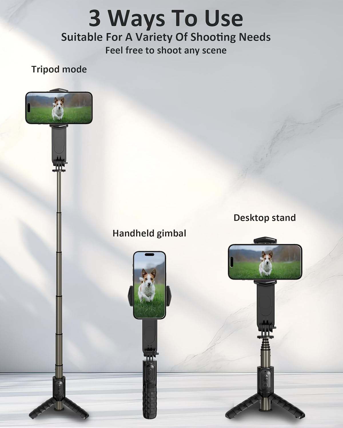 Selfie Stick Gimbal Stabilizer,With LED Fill Light, Bluetooth Remote, 360&deg; Auto Rotation, 6-Section Extendable Tripod & Portable Foldable Selfie Stick Stand Tiktok Vlog Youtuber Live Video Recording