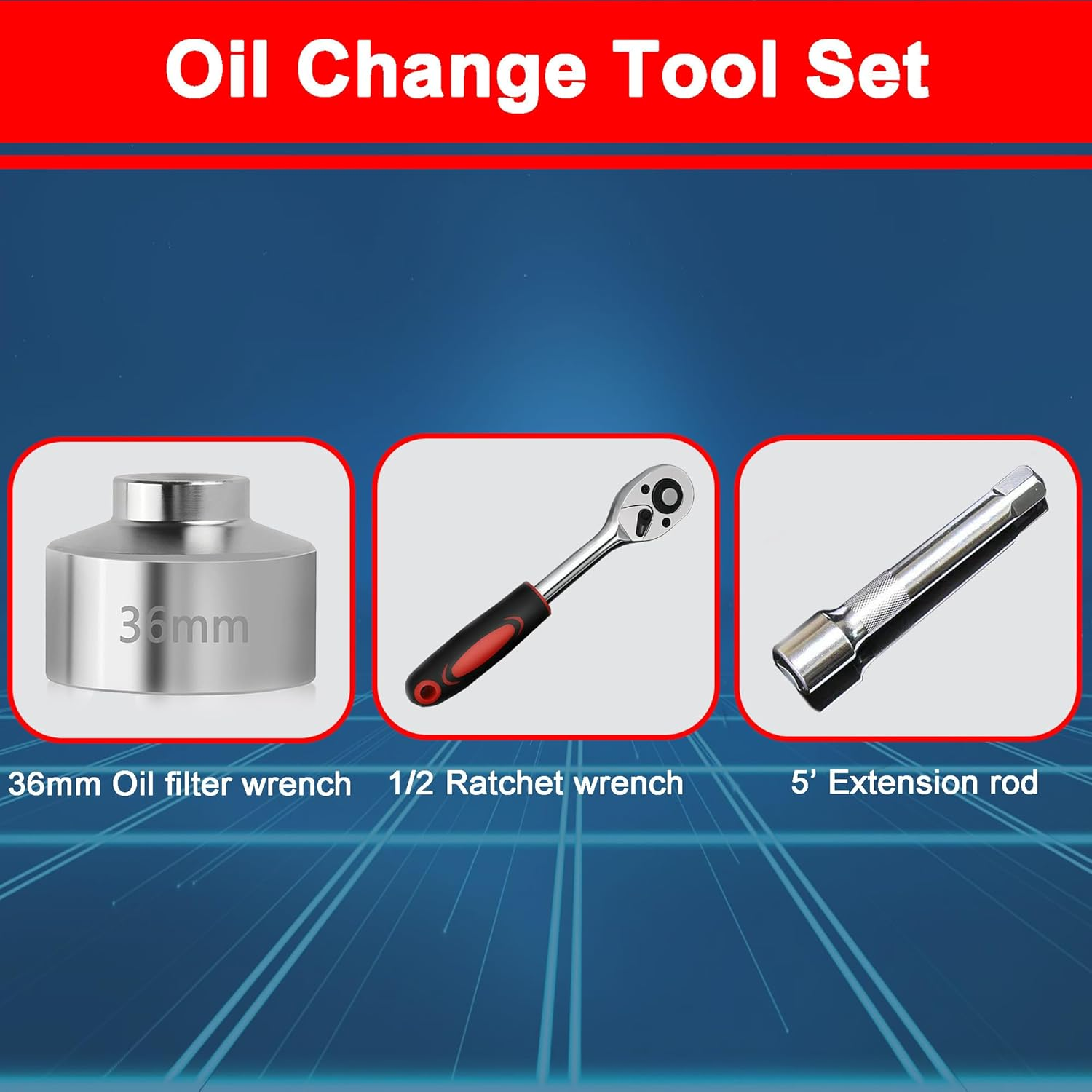 RUNEWAX 36MM Oil Filter Removal Wrench Socket Tool Set for BMW Mini, Volvo, Audi, VW, Porsche, Ford image number 2