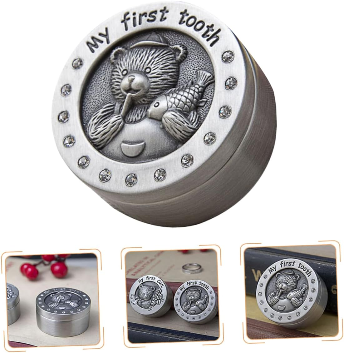 Teeth Keepsake Box Metal Milk Tooth Holder for Boys and Girls Collection Organizer Unique Newborns and Boy Girl image number 5