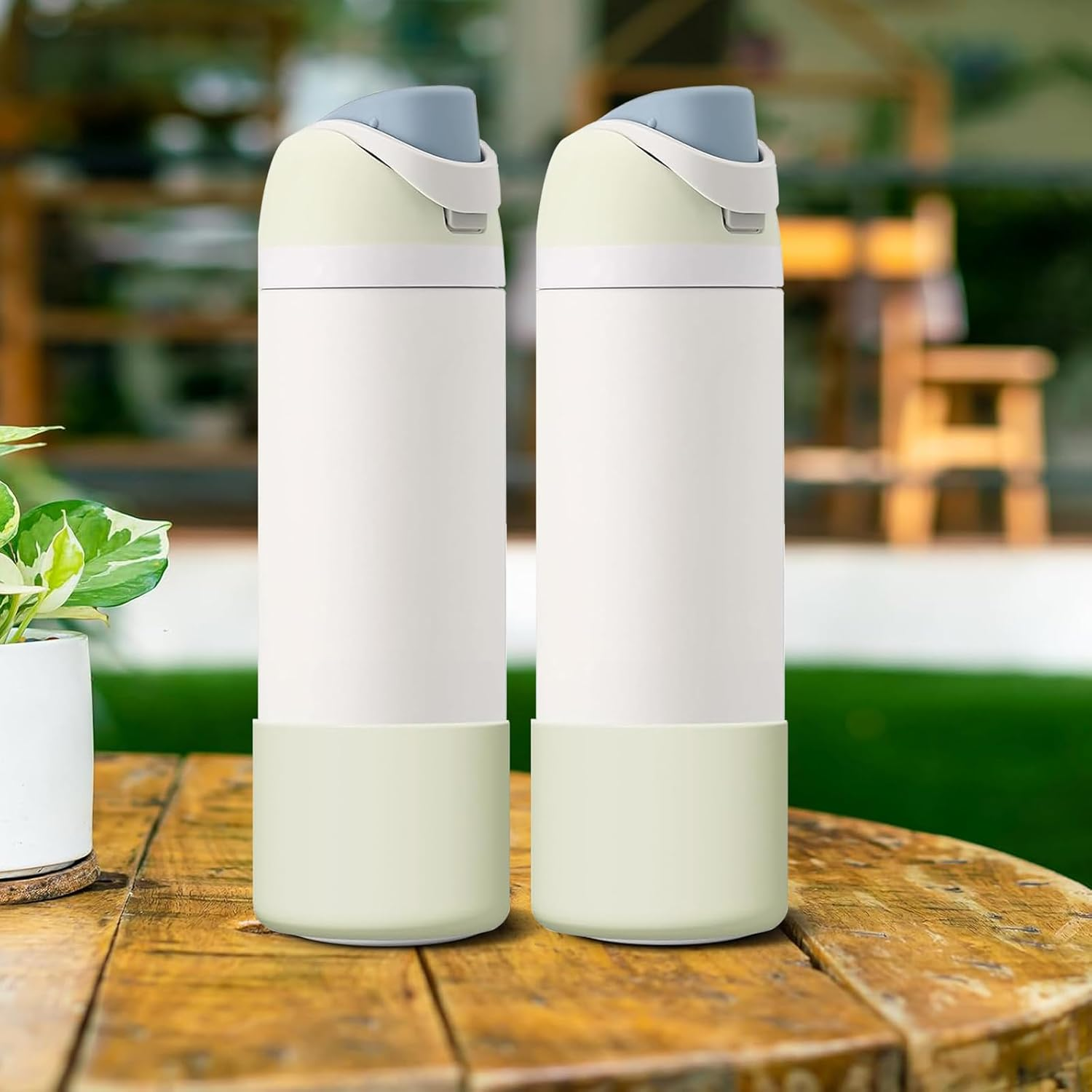 2 PCS Silicone Boot for Owala Freesip 24 Oz Water Bottle, Anti-Slip Protective Sleeve Bottom Bumper Protector for Twist and Flip Stainless Steel Water Bottles - Pink+White image number 4