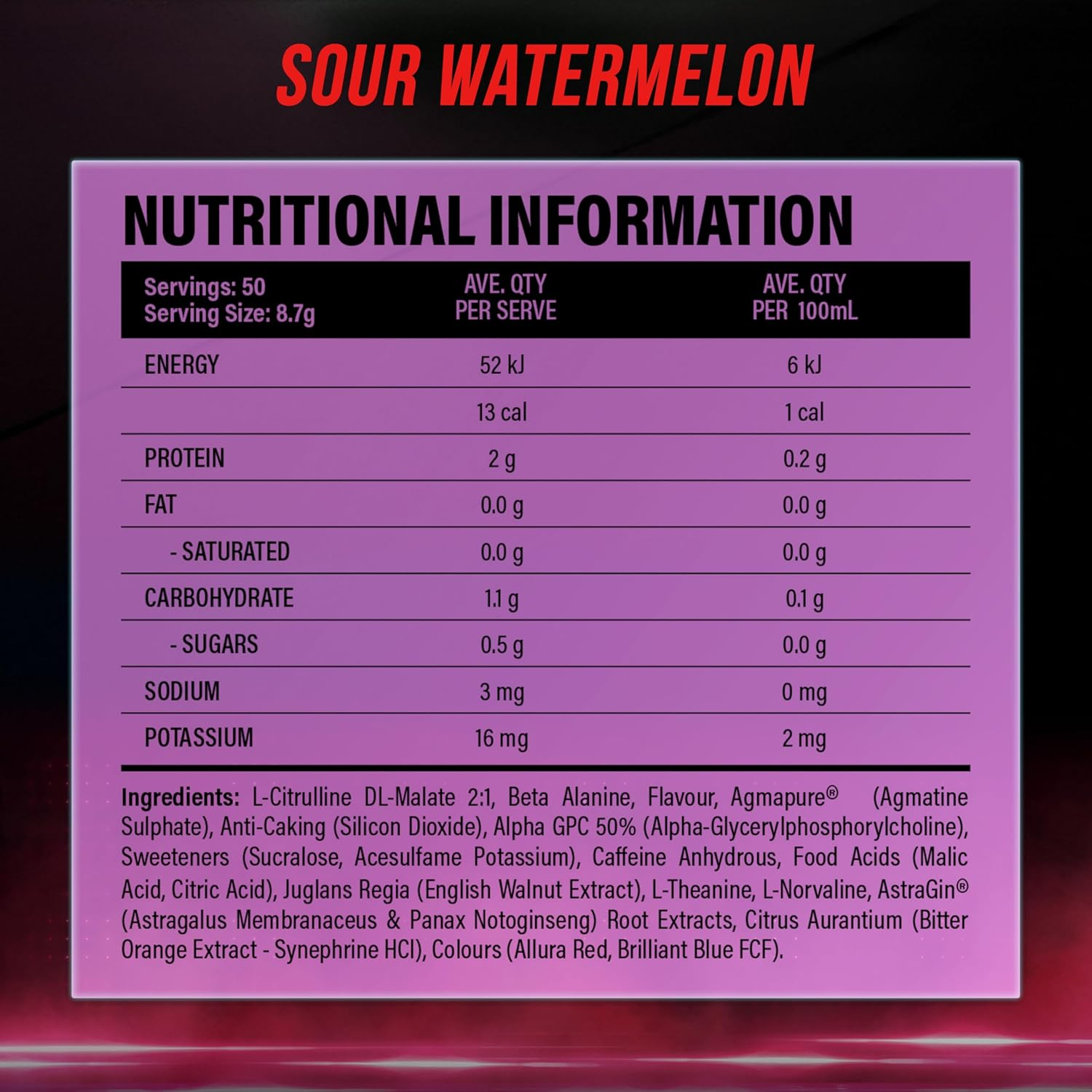 The X Athletics OG Dialed Pre Workout, Sour Watermelon, 50 Serves image number 2