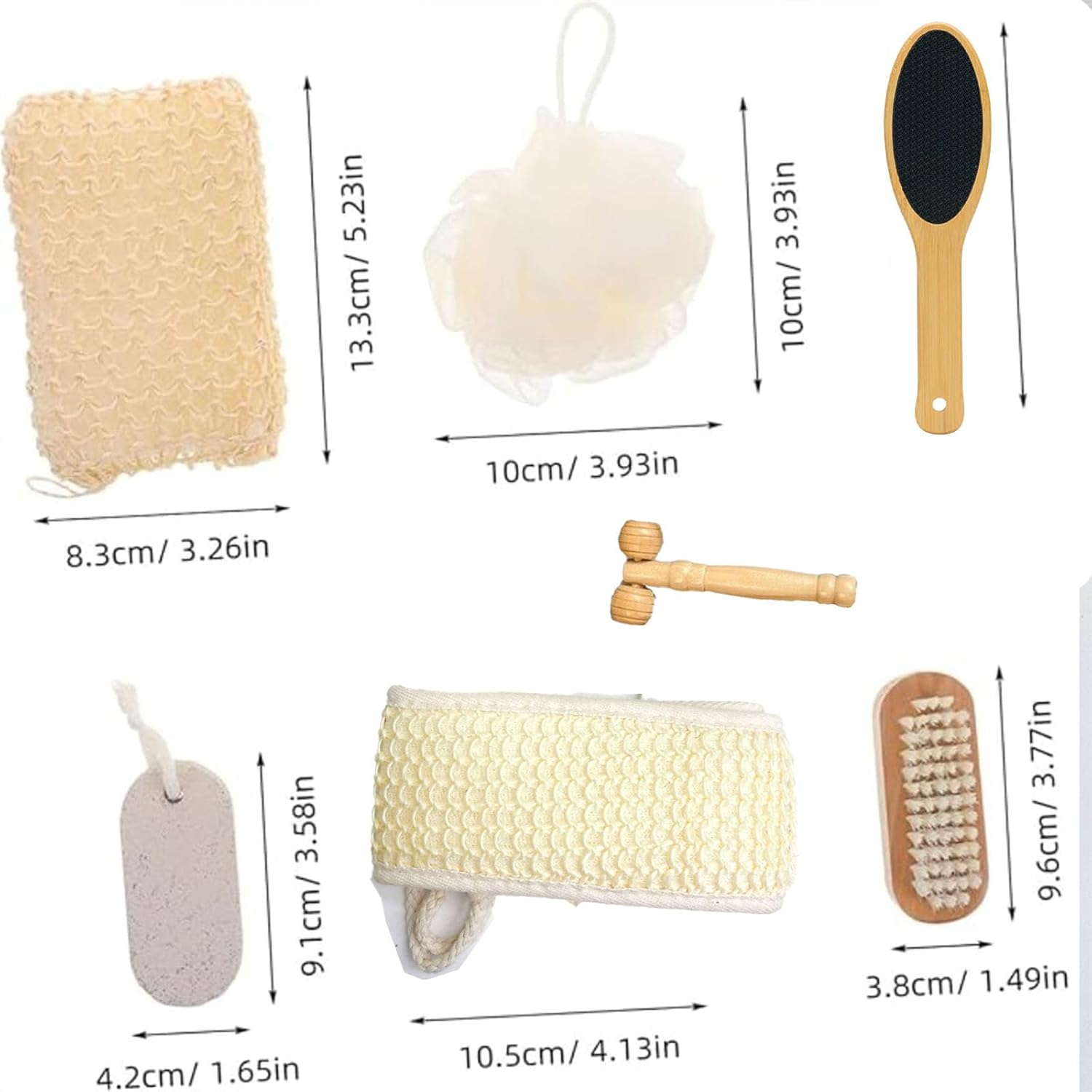 JCBCKJ 7 Bathing and Scrubbing Tools, Bath Gift Box Gift Four-Piece Set of Bath Towels, Bath Brushes, Grinding Stones, Sisal Bath Flower Set image number 2