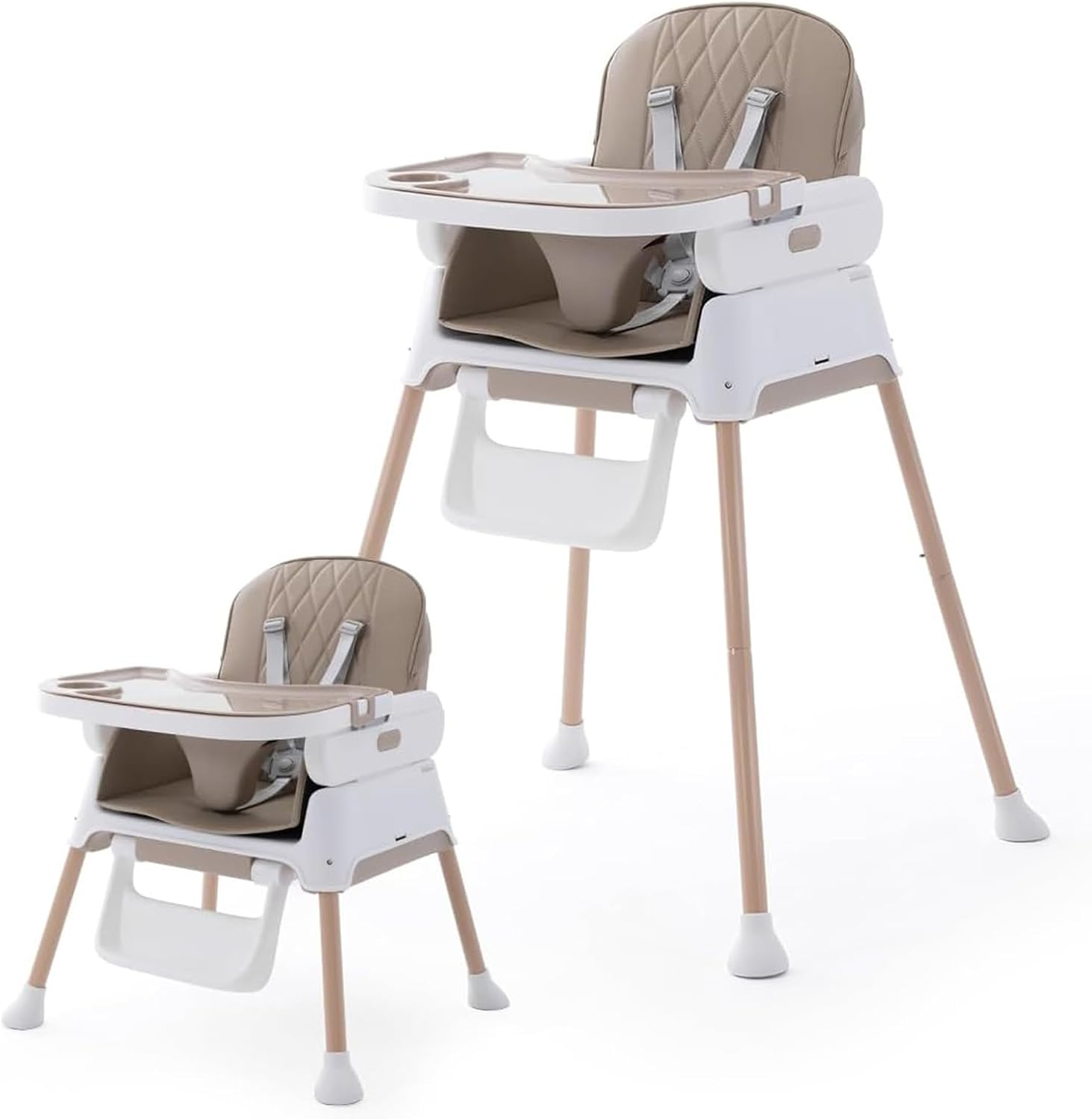 3 in 1 Baby High Chair, Adjustable Convertible Toddlers Feeding Booster for Eating, White 67 * 60 * 90CM image number 6